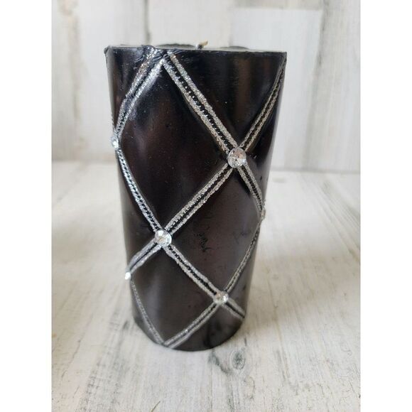 Black Halloween gem silver‎ candle patterned home decor - Picture 3 of 8